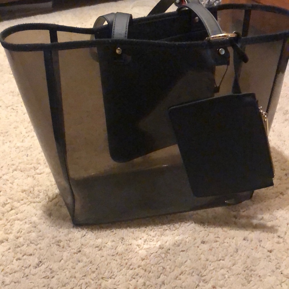 Zara black transparent tote bag